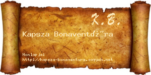 Kapsza Bonaventúra névjegykártya